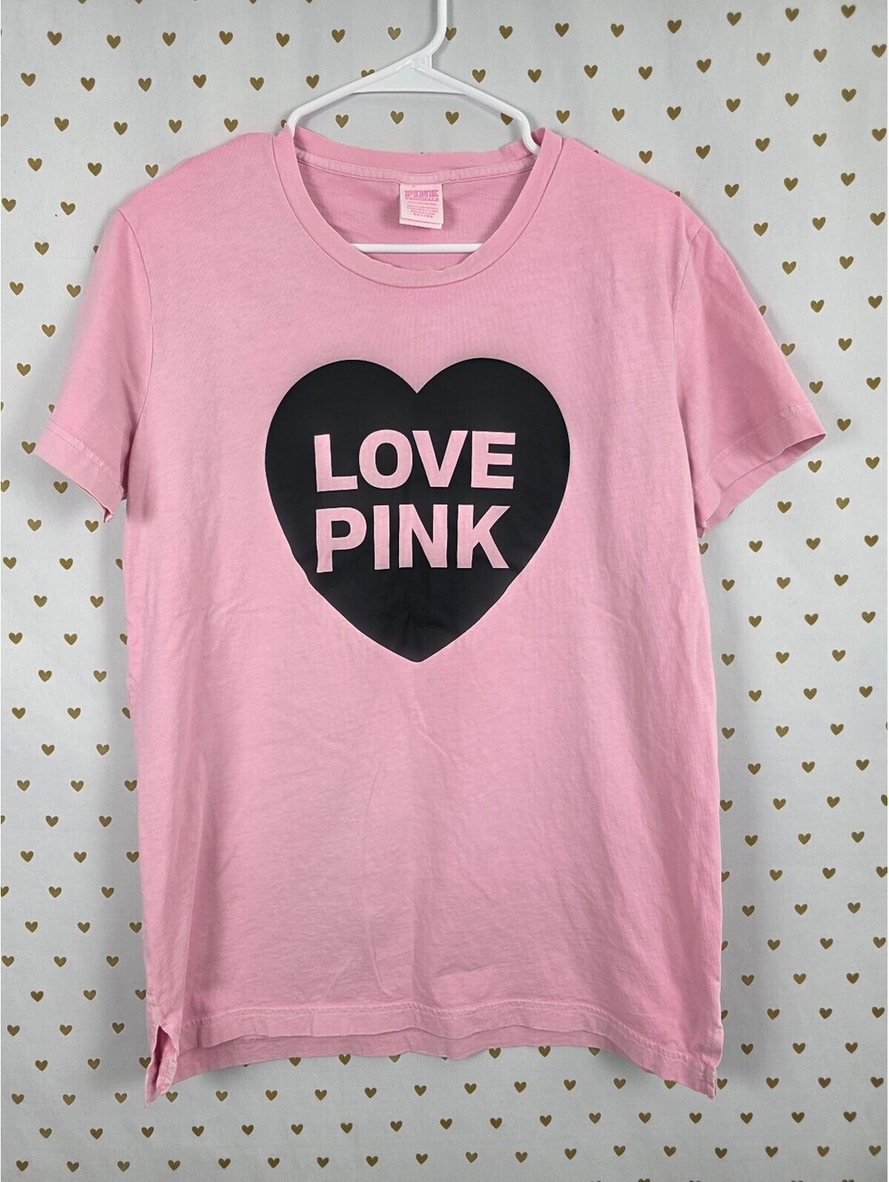 Victorias Secret PINK Heart Campus Originals Tee shirt Logo Small